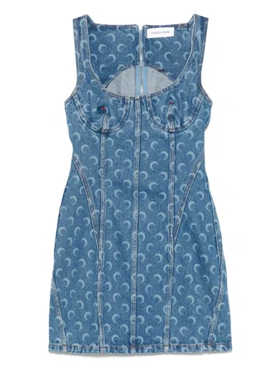 MARINE SERRE MOON LASER DENIM MINI DRESS