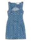 Marine Serre Moon Laser Denim Bustier Dress In Blue