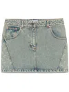 Marine Serre Moon Laser Denim Mini Skirt In Blue