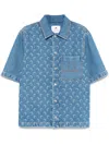 Marine Serre Denim Bow Shirt Bowling Moon In Blue