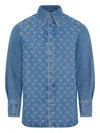 Marine Serre Moon Laser Denim Shirt In Blue