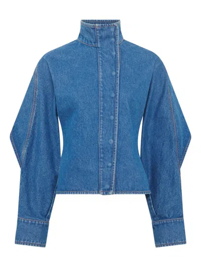 Marine Serre Moon Laser Denim Shirt In Blue