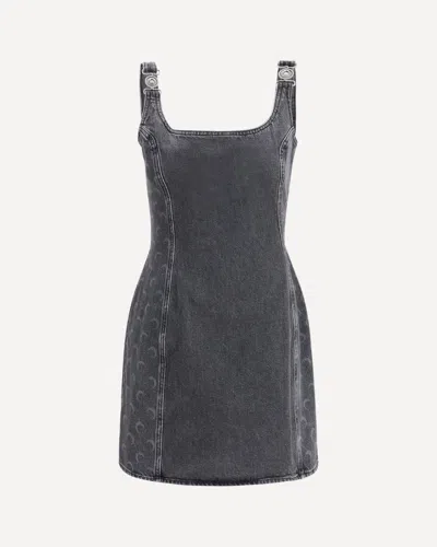 Marine Serre Moon Laser Denim Sleeveless Mini Dress In Gray