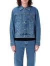 Marine Serre Structured Denim Jacket Featuring Chest Pockets