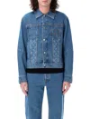 Marine Serre Structured Denim Jacket Featuring Chest Pockets In Blue