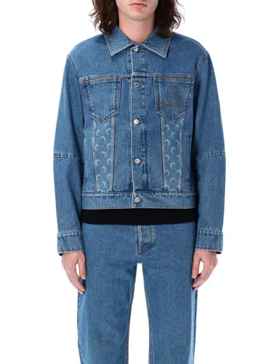 Marine Serre Moon Laser Denim Trucker Jacket In Blue