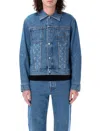 Marine Serre Structured Denim Jacket Featuring Chest Pockets In Clear Blue