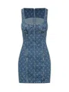 Marine Serre Moon Laser Denim Bustier Dress In Blue