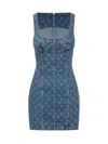 Marine Serre Moon Laser Denim Bustier Dress In Blue
