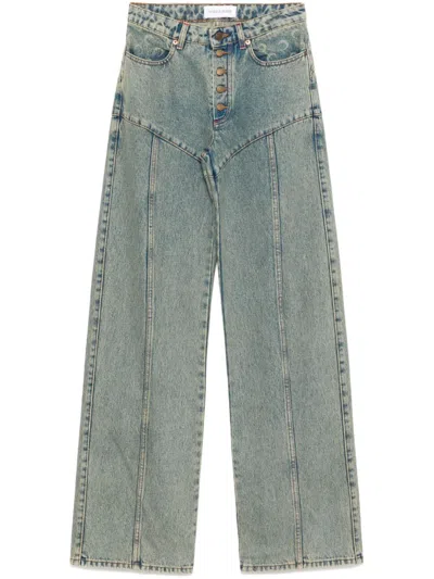 Marine Serre Moon Laser Flared Jeans In Blue