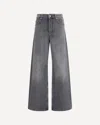 Marine Serre Moon Laser Grey Wash Denim High-waist Flare Jeans In Gray
