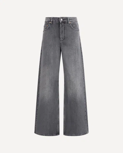 Marine Serre Moon Laser Grey Wash Denim High-waist Flare Jeans In Gray