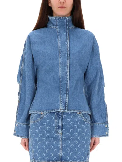 Marine Serre "moon Laser" Jacket In Blue