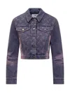 Marine Serre Moon Denim Cropped Jacket In Purple