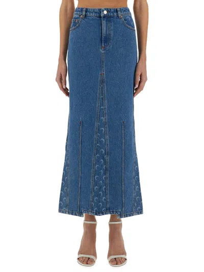 Marine Serre "moon Laser" Long Skirt In Blue