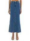 Marine Serre Crescent-moon-print Maxi Skirt In Denim