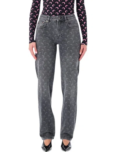 MARINE SERRE MARINE SERRE MOON LASER GREY WASH STRAIGHT DENIM JEANS