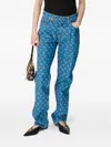 Marine Serre Lunar Print Five-pocket Denim Trousers In Blue