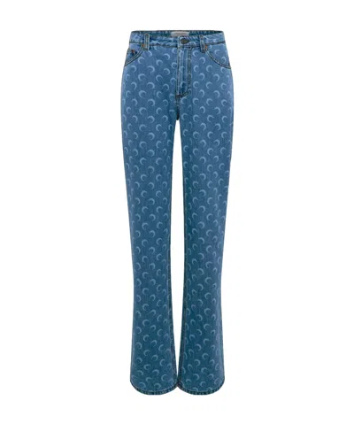 MARINE SERRE MARINE SERRE ALLOVER MOON PRINTED STRAIGHT-LEG JEANS