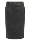 Marine Serre Moon Leather Midi Skirt In Green