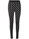 Marine Serre Moon Printed Stirrup Leggings In Black And Beige In Nero/beige