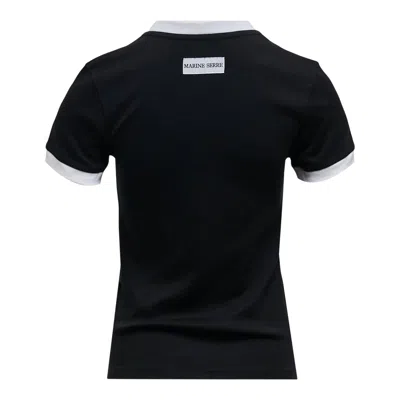 Marine Serre Moon Logo Bicolor Jersey Baby Fit T-shirt In Black