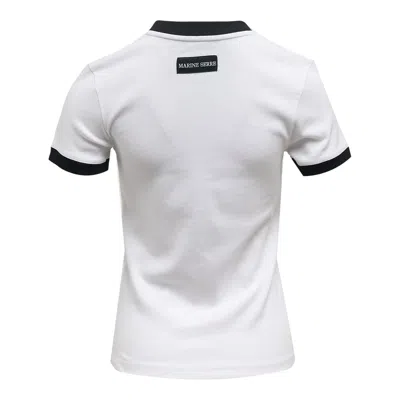 Marine Serre Moon Logo Bicolor Jersey Baby Fit T-shirt In White