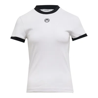 Marine Serre Moon Logo Bicolor Jersey Baby Fit T-shirt In White