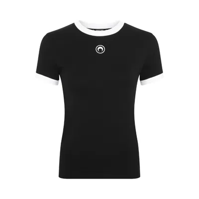 Pre-owned Marine Serre Moon Logo Bicolor Jersey T-shirt 'black' | Women's Size Xs