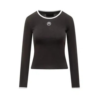 Pre-owned Marine Serre Moon Logo Bicolor Long-sleeve T-shirt 'black/white' | Women's Size Xs