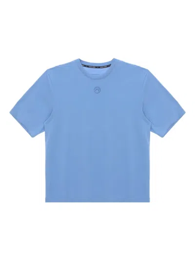 Marine Serre Crew Neck Short Sleeve Cotton T-shirt In Blue