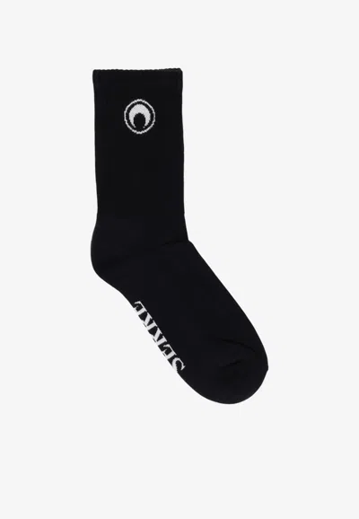 Marine Serre Moon Logo Crew Socks In Black