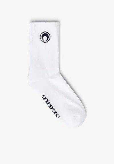 Marine Serre Moon Logo Crew Socks In White