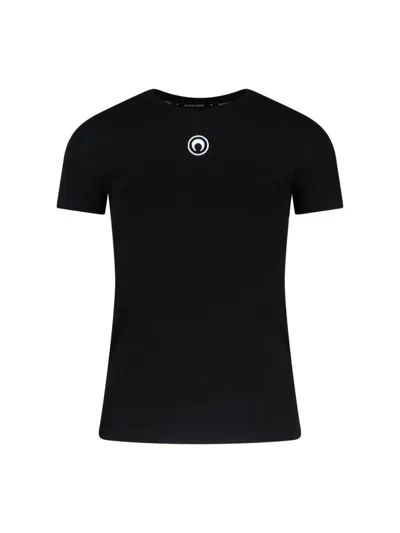 Marine Serre Moon Logo Crop T-shirt In Black