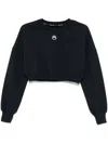 Marine Serre Logo Embroidery Cropped Sweatshirt - Women's - Regenerative Cotton/organic Cotton/recycled Cotton In Blue