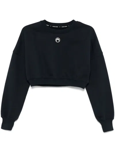 MARINE SERRE MOON-LOGO CROPPED SWEATSHIRT