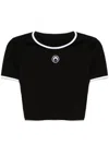 Marine Serre Moon Logo Ribbed Crop Top In Black