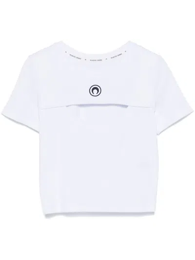Marine Serre Moon-logo Cut-out T-shirt In White