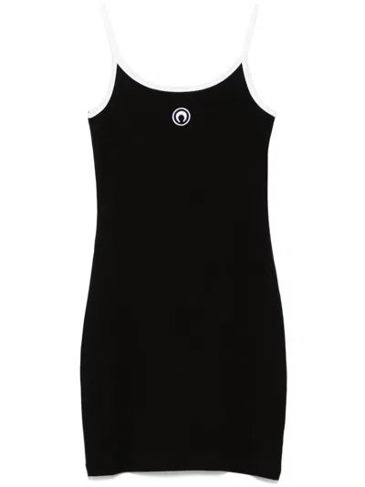 Marine Serre Fitted Black Sleeveless Top With Spaghetti Straps