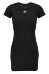 Marine Serre Black Long T-shirt With Crescent Moon Embroidered On The Front And Logo Patch On The Back In Cotton  In Black