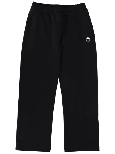 Marine Serre Moon Logo Fleece Sweatpants In Black