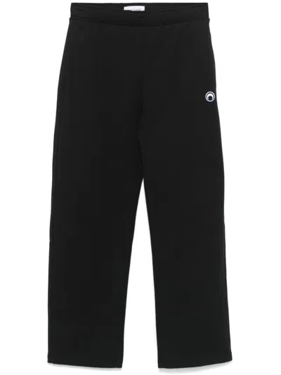 Marine Serre Moon-logo Fleece Track Pants In 黑色