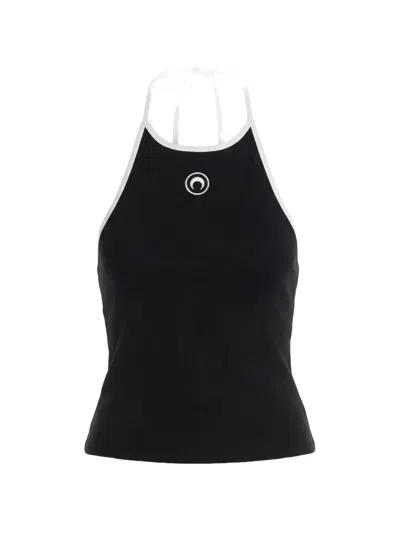 Marine Serre Moon Logo Halter Top In Black