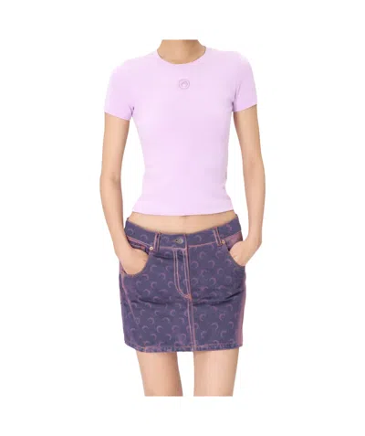 Marine Serre Moon Logo Jersey Baby Fit T-shirt In Pink