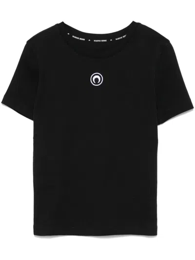 Marine Serre Moon Logo Jersey Baby Fit T-shirt Woman Black