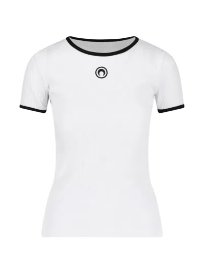 Marine Serre Moon Logo Jersey Baby-fit T-shirt In White