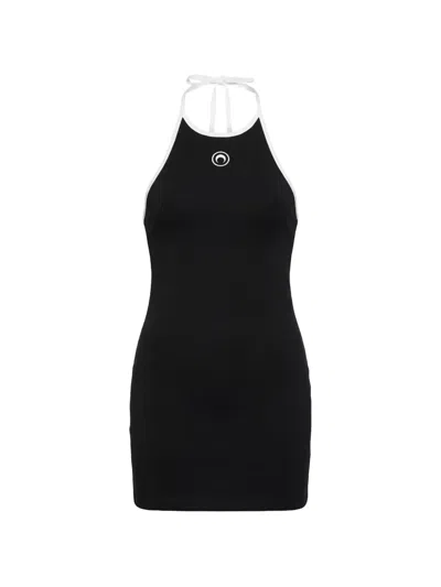 Marine Serre Moon-logo Jersey Dress In Black