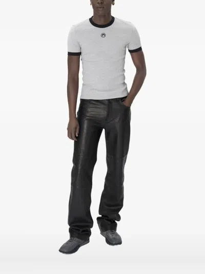 Marine Serre Moon-logo Jersey T-shirt In Gray