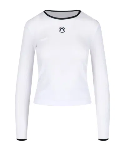 Marine Serre Moon-logo Jersey T-shirt In White