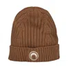 Marine Serre Moon Logo Knit Beanie In Camel In Cammello